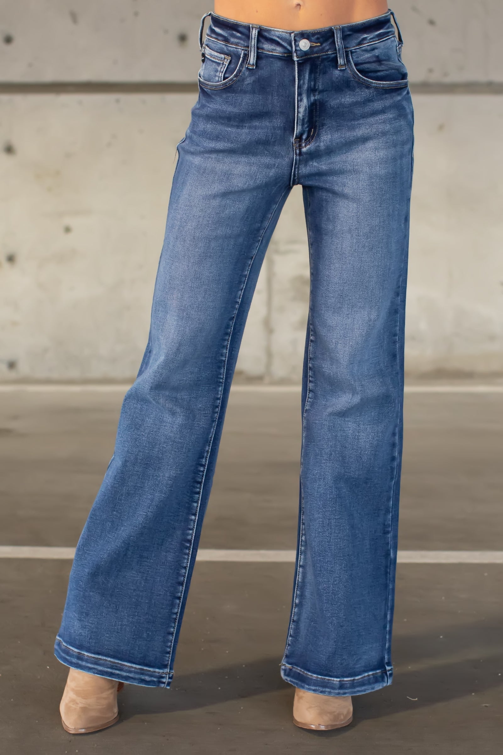 【WONDER WONDER】Dickina Side Contrast Wide Denim Pants A BATHING APE® Crystal Ape Head Flare Denim Pants | Bape