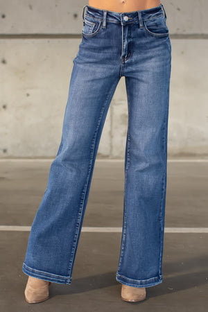 KANCAN Avonlea High Rise Wide Flare Jeans - Dark Wash, Closet Candy, 3