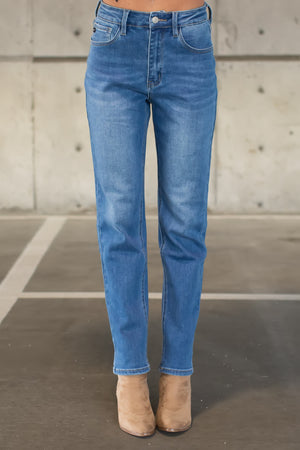 KANCAN Adaline High Rise Slim Straight Leg Jeans - Medium Wash, Closet Candy, 1