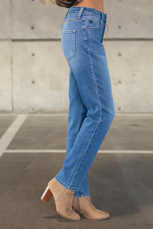 KANCAN Adaline High Rise Slim Straight Leg Jeans - Medium Wash, Closet Candy, 2