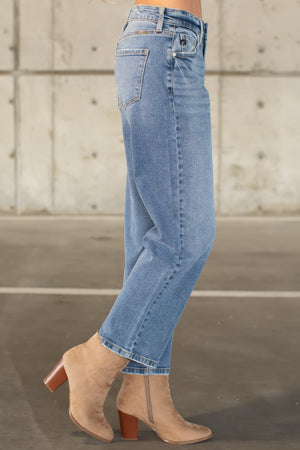 KANCAN Jordana High Rise True Straight Jeans - Dark Wash, Closet Candy, 3