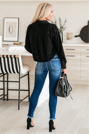Urban Corduroy Cropped Shirt - Black, Closet Candy, 7