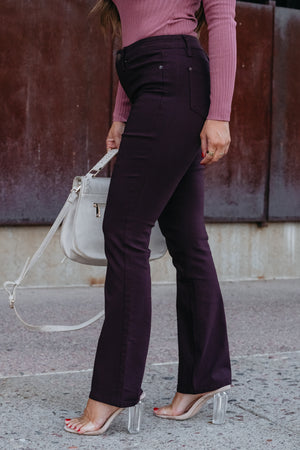 Nikki Hyperstretch Bootcut Pants - Dark Berry, Closet Candy, 3