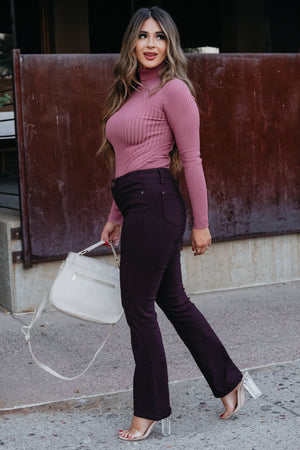 Nikki Hyperstretch Bootcut Pants - Dark Berry, Closet Candy, 2