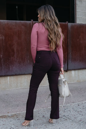 Nikki Hyperstretch Bootcut Pants - Dark Berry, Closet Candy, 7