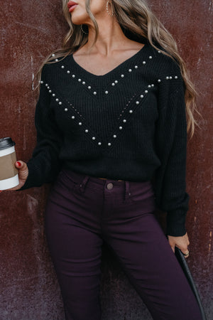 Under a Pearl Sky Cropped Sweater - Black, Closet Candy, 3