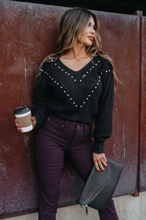 Under a Pearl Sky Cropped Sweater - Black, Closet Candy, 5