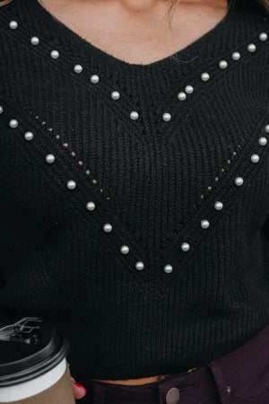 Under a Pearl Sky Cropped Sweater - Black, Closet Candy, 6