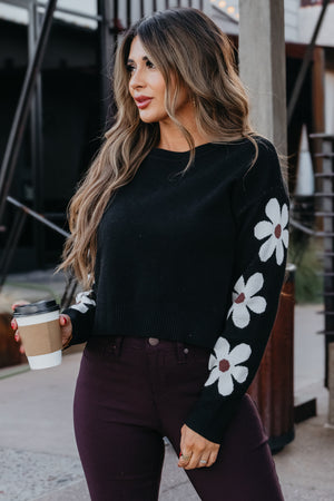 Garden of Dreams Crop Sweater - Black, Closet Candy, 1