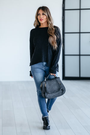 Made You Look Asymmetric Sweater - Black, Closet Candy, 1