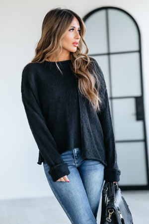 Made You Look Asymmetric Sweater - Black, Closet Candy, 2