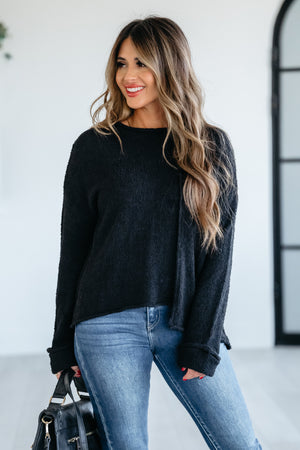 Made You Look Asymmetric Sweater - Black, Closet Candy, 3