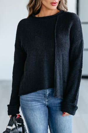 Made You Look Asymmetric Sweater - Black, Closet Candy, 4