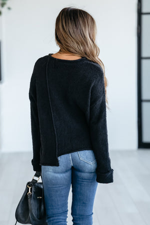 Made You Look Asymmetric Sweater - Black, Closet Candy, 7