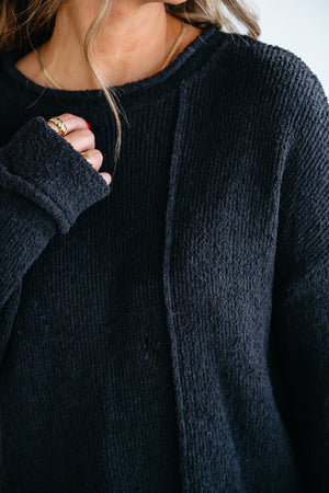 Made You Look Asymmetric Sweater - Black, Closet Candy, 8