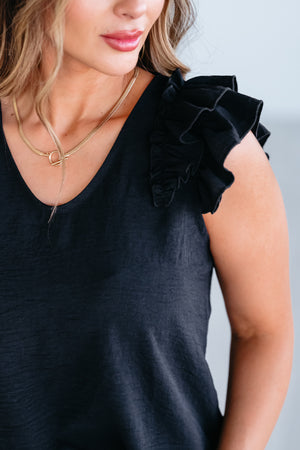 Evening Bloom Ruffle Blouse - Black, Closet Candy, 5