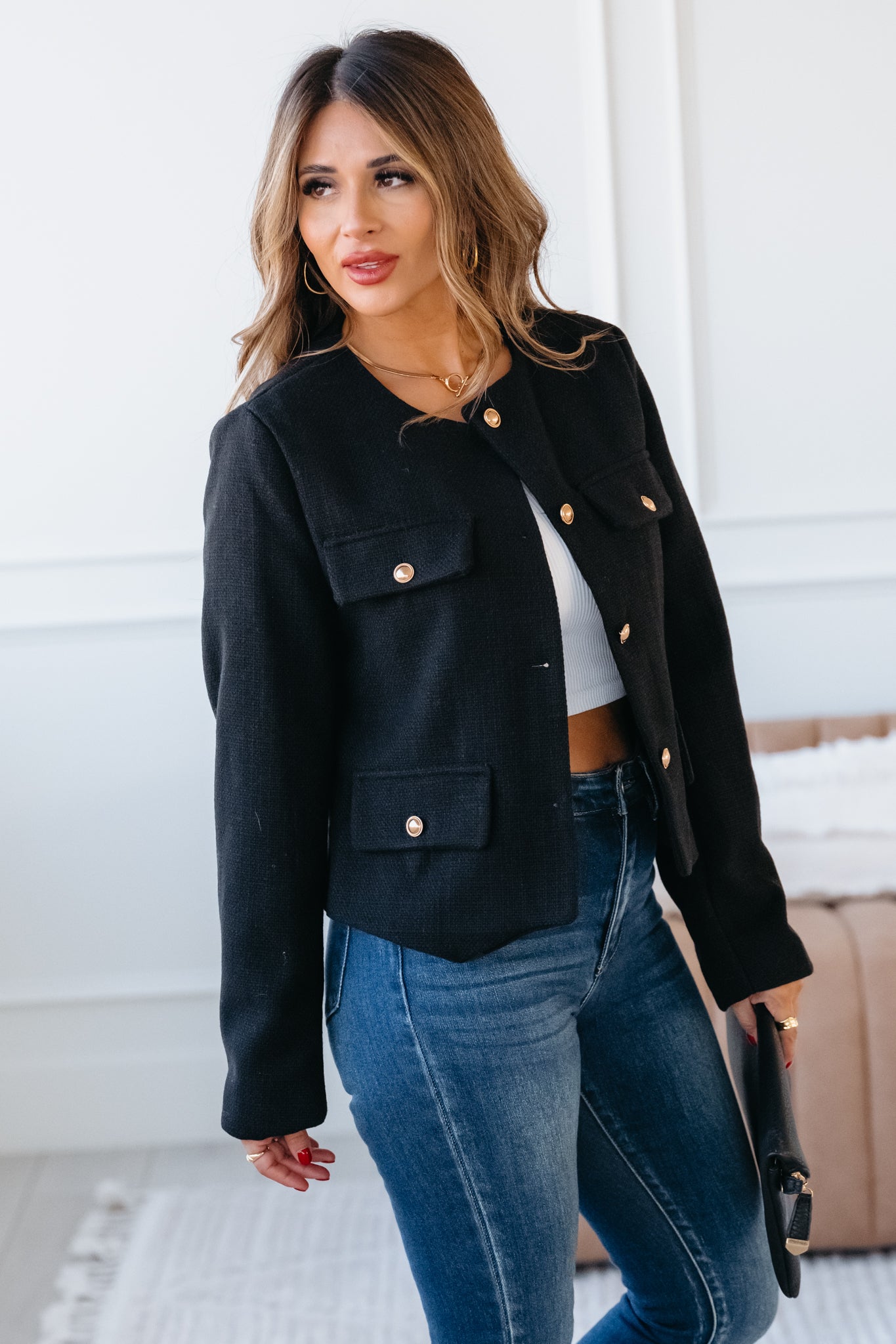 Wanna Be Yours Tweed Jacket - Black, Closet Candy, 1