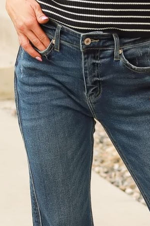 KANCAN Gisela Mid Rise Cropped Straight Jeans - Dark Wash, Closet Candy, 2