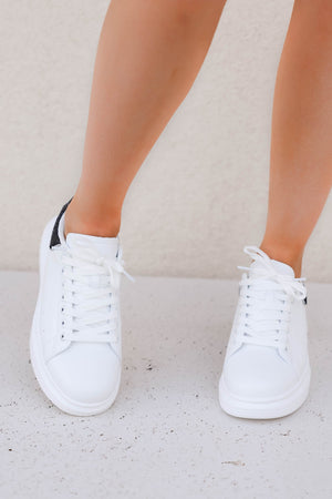 A Little Extra Sneakers - White Black, Closet Candy, 4