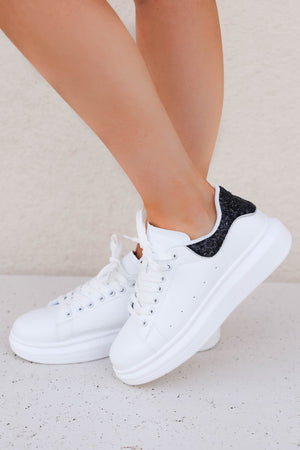 A Little Extra Sneakers - White Black, Closet Candy, 5