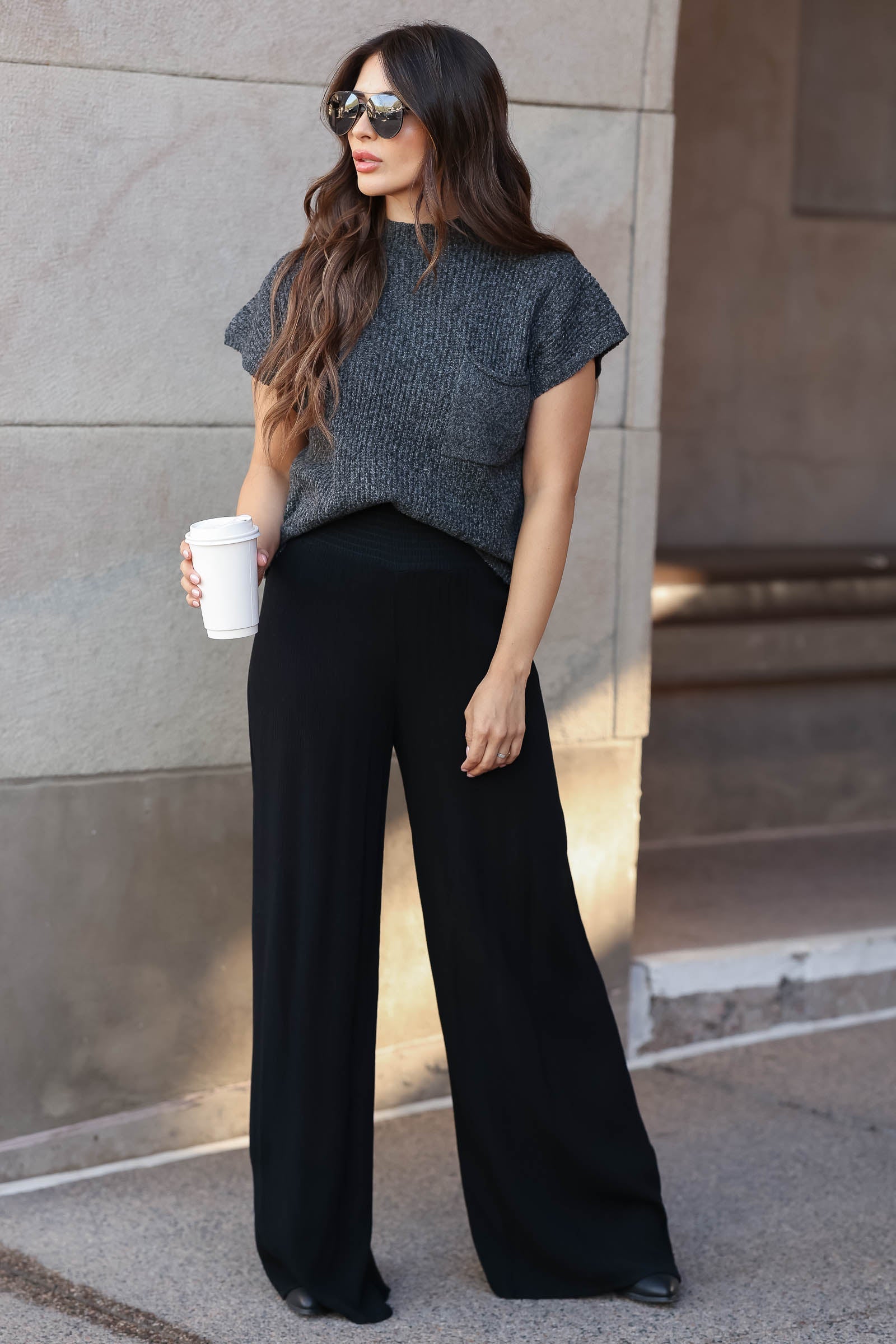 Right Direction Wide Leg Pants - Black, Closet Candy, 1