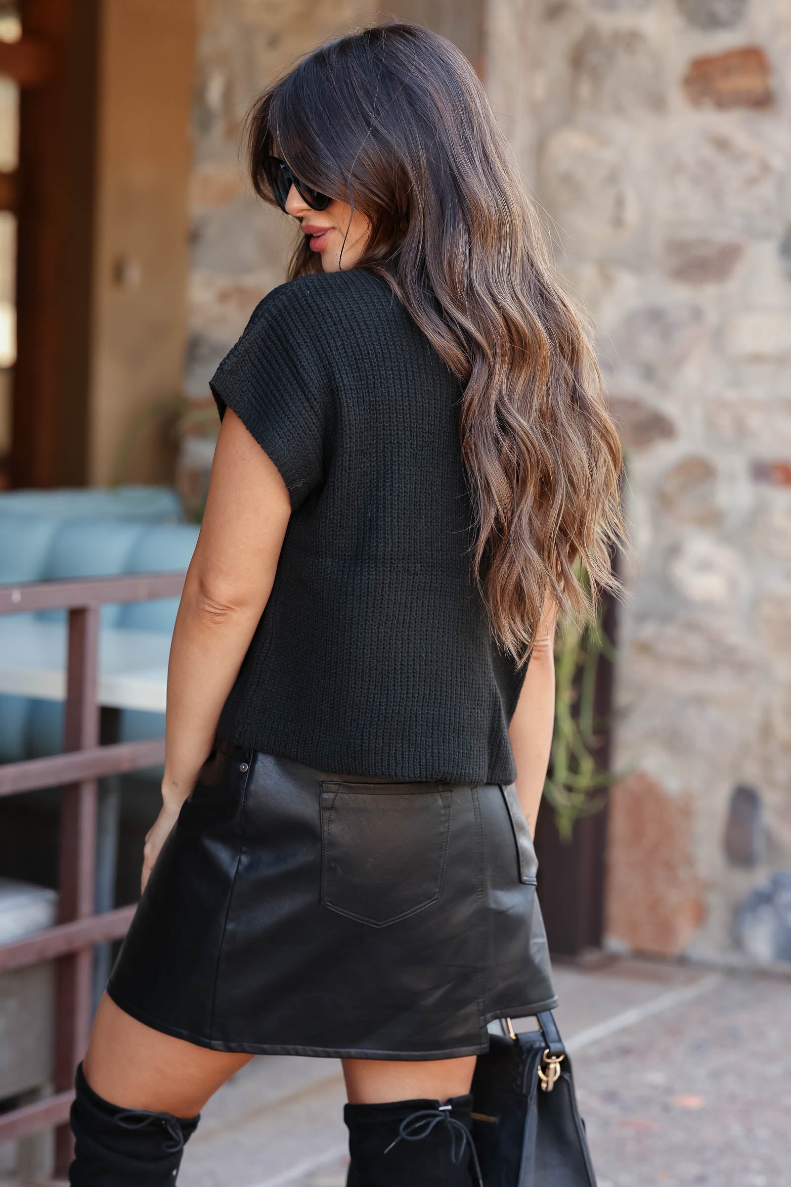 KANCAN Sapphire Vegan Leather Skirt - Black, Closet Candy, 1