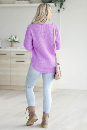 Spread Joy Waffle Knit Sweater - Lavender, Closet Candy, 4