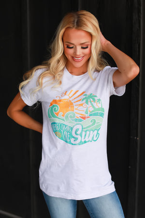 Walkin' On Sunshine Graphic Tee, Ash Gray, Closet Candy, 1