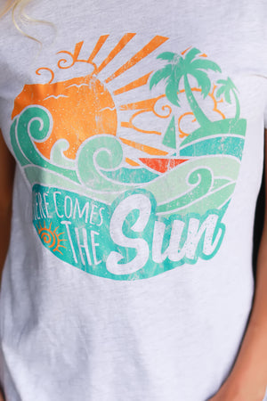 Walkin' On Sunshine Graphic Tee, Ash Gray, Closet Candy, 2