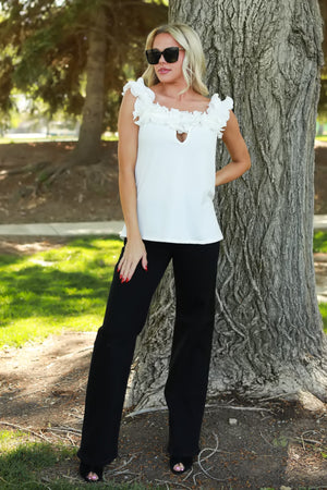 La Belle Ruffle Knit Top - Off White, Closet Candy, 3