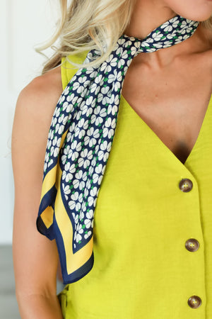 Lucky Bloom Neck Scarf, Yellow, Closet Candy, 1
