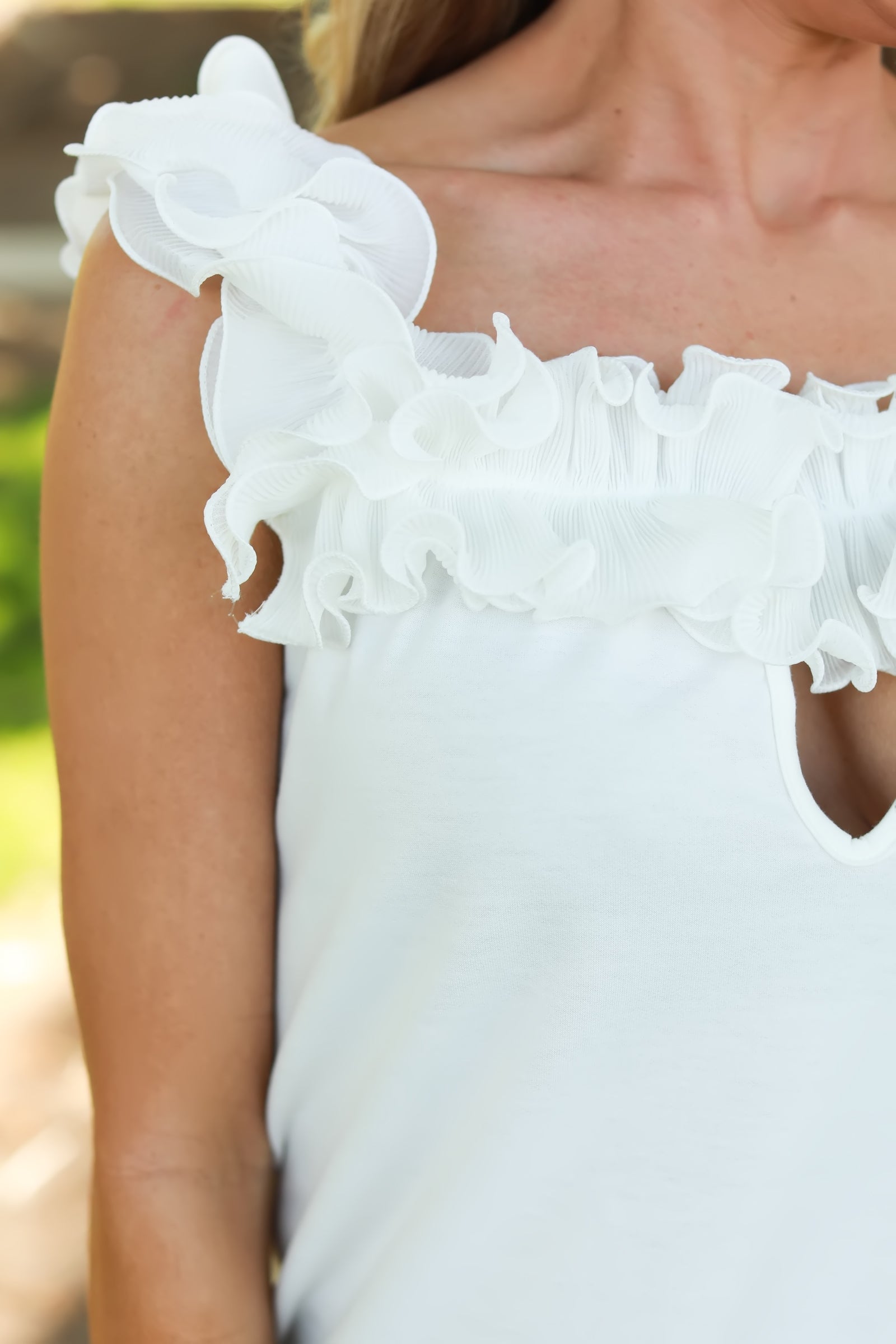 La Belle Ruffle Knit Top - Off White, Closet Candy, 1