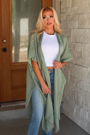 Echoes of Summer Tribal Kimono, Sage, Closet Candy, 5