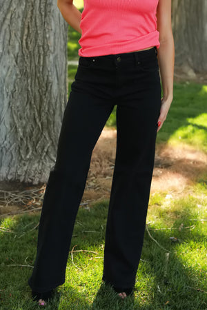 RISEN Raven High Rise Wide Leg Jeans - Black, Closet Candy, 1