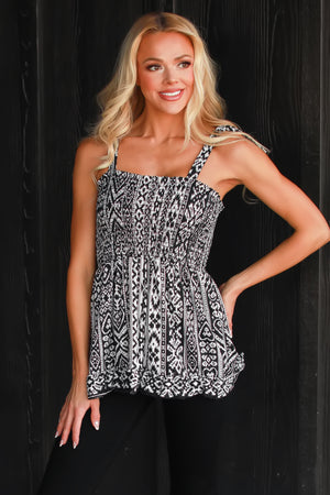 The Way I Am Boho Smocked Tank Top, Tribal Combo, Closet Candy, 6