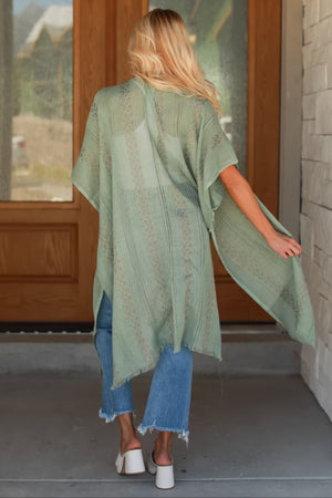 Echoes of Summer Tribal Kimono, Sage, Closet Candy, 4
