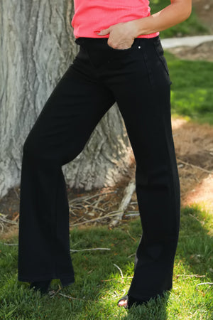 RISEN Raven High Rise Wide Leg Jeans - Black, Closet Candy, 4