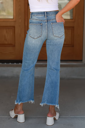 RISEN Summertime Faded Cropped Straight Jeans - Medium Wash, Closet Candy, 5