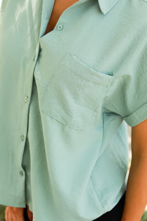 Hillside Drift Button Down Shirt - Sage Green, Closet Candy, 2