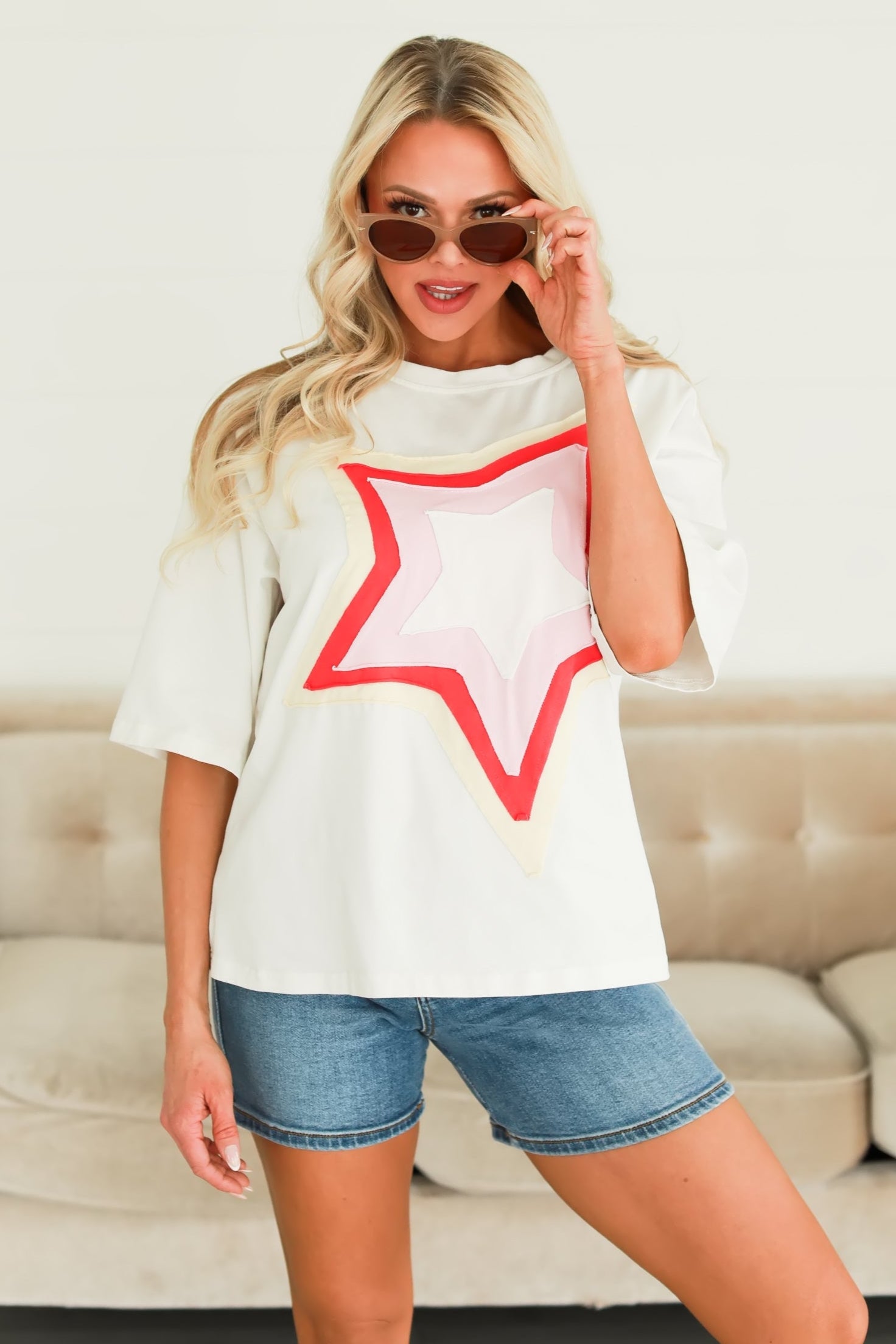 Stellar Chill Oversized Graphic Tee, White, Closet Candy, 1