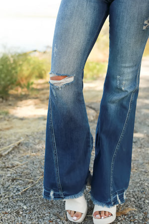 KANCAN Bali High Rise Super Flare Jeans - Medium Wash, Closet Candy, 3