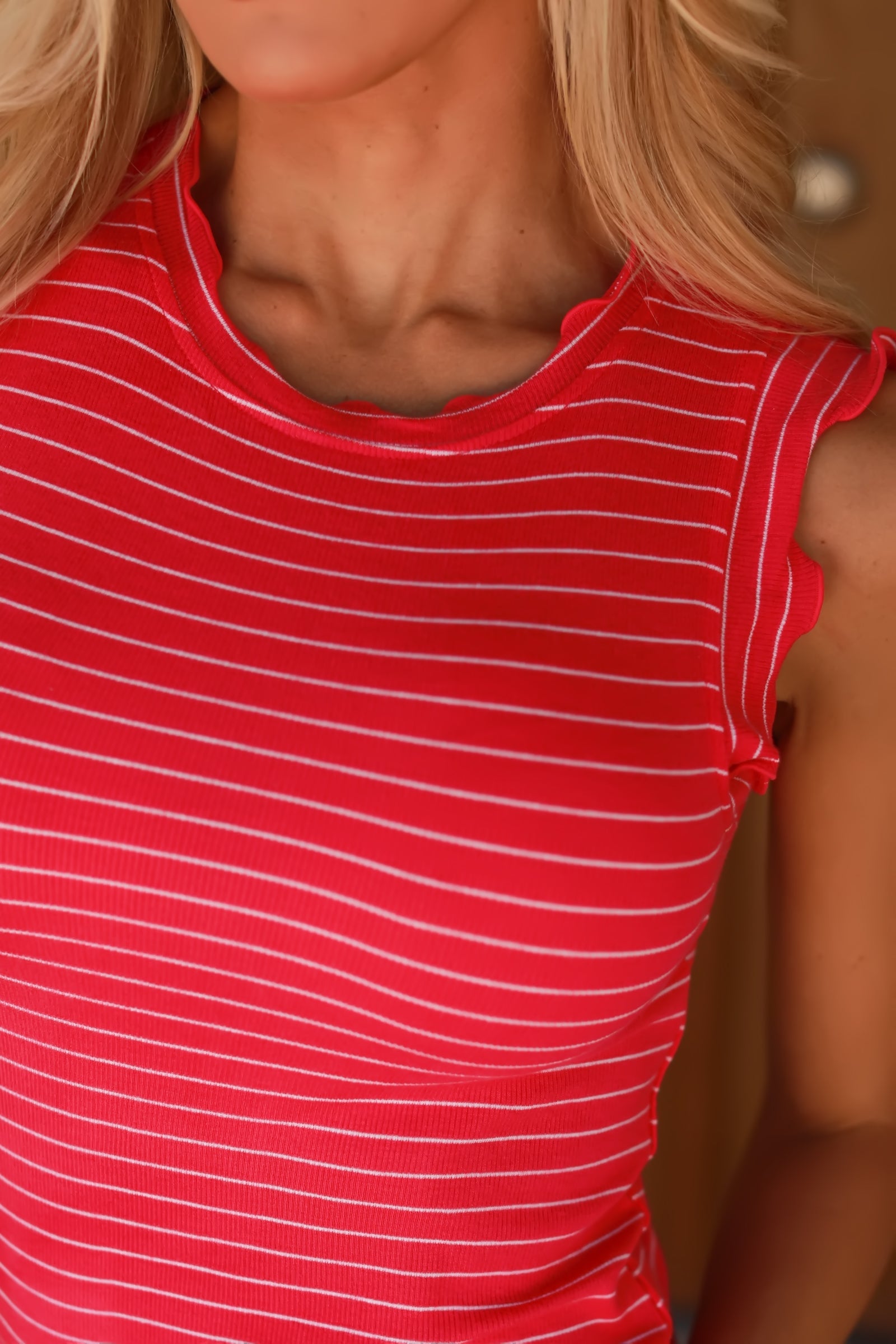 Got That Sweet Side Ribbed Tank Top - Hot Pink/White, Closet Candy, 1