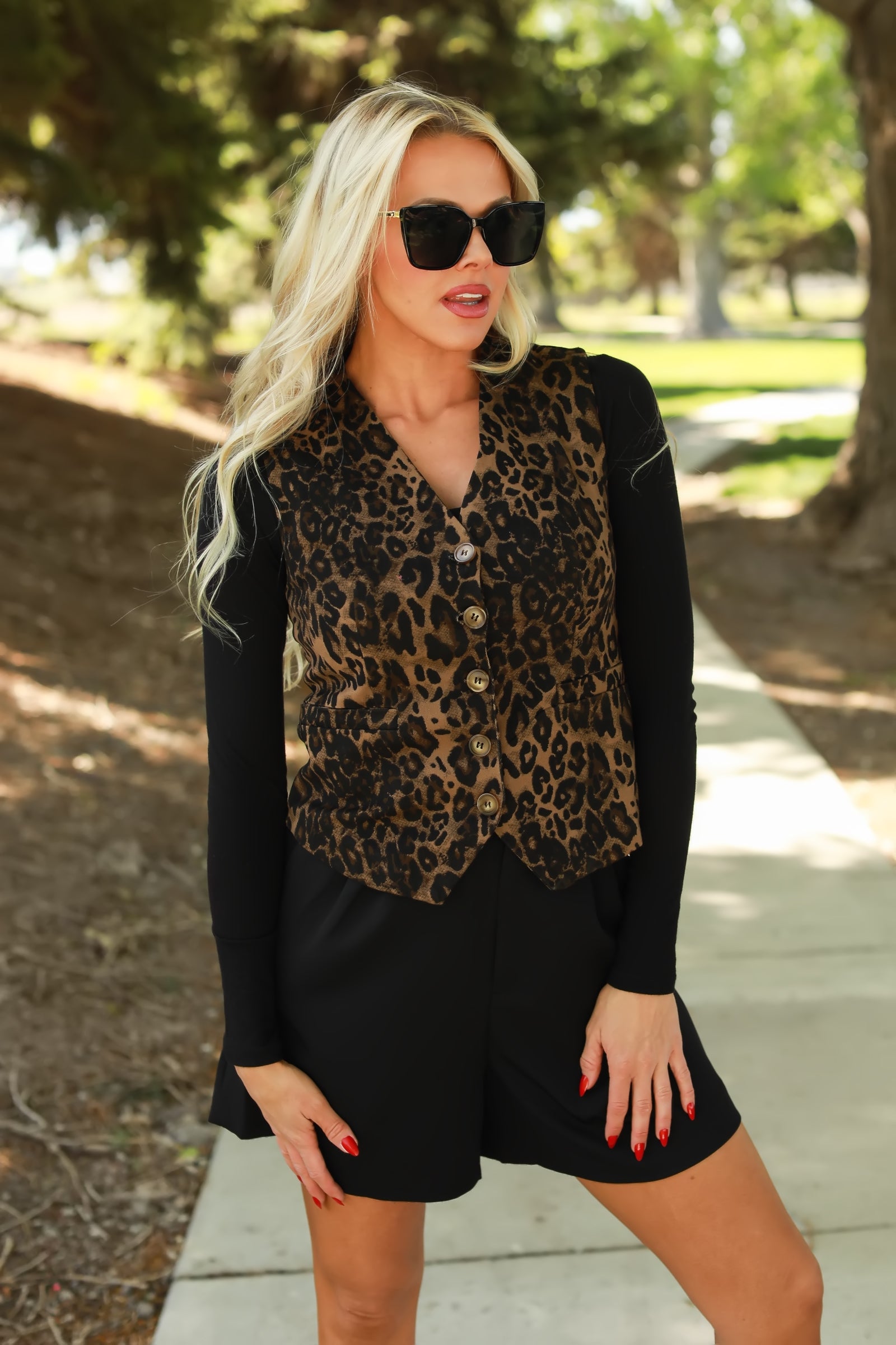 Panthera Denim Button Down Vest - Mocha, Closet Candy, 1