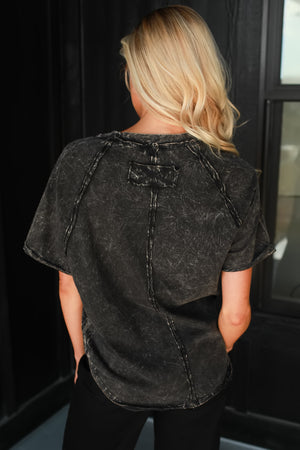 Crinkle Me Softly Raglan T-Shirt - Ash Black