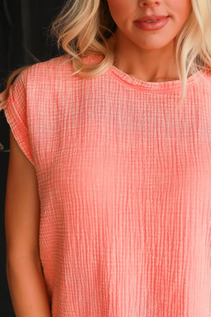 Find A Place I Love Woven Top - Coral, Closet Candy, 2