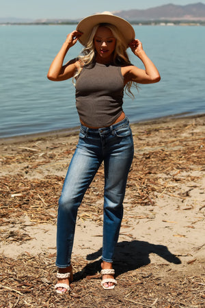 In My Element Ribbed Tank Top - Charcoal, Closet Candy, 3