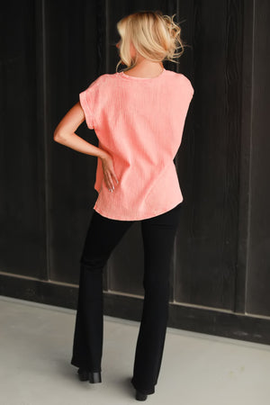 Find A Place I Love Woven Top - Coral, Closet Candy, 5