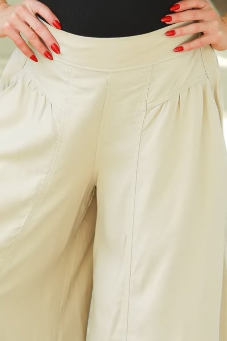 RISEN Caia Shirred Wide leg Pants - Tan, Closet Candy, 1