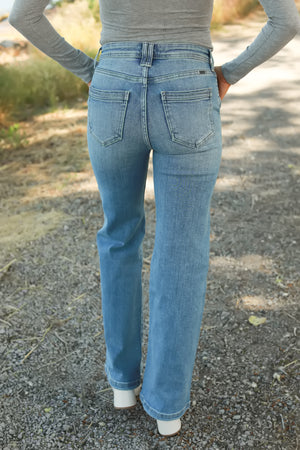 KANCAN Mace High Rise Wide Flare Jeans - Medium Wash, Closet Candy, 5
