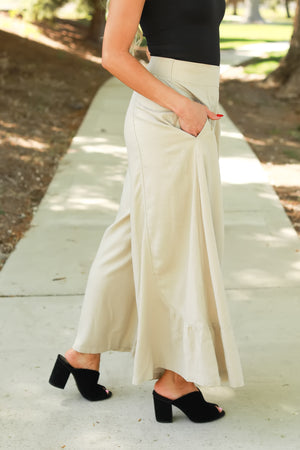 RISEN Caia Shirred Wide leg Pants - Tan, Closet Candy, 5